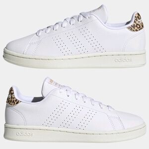 NWT- Adidas Women's Advantage White Sneakers with Leopard Detail